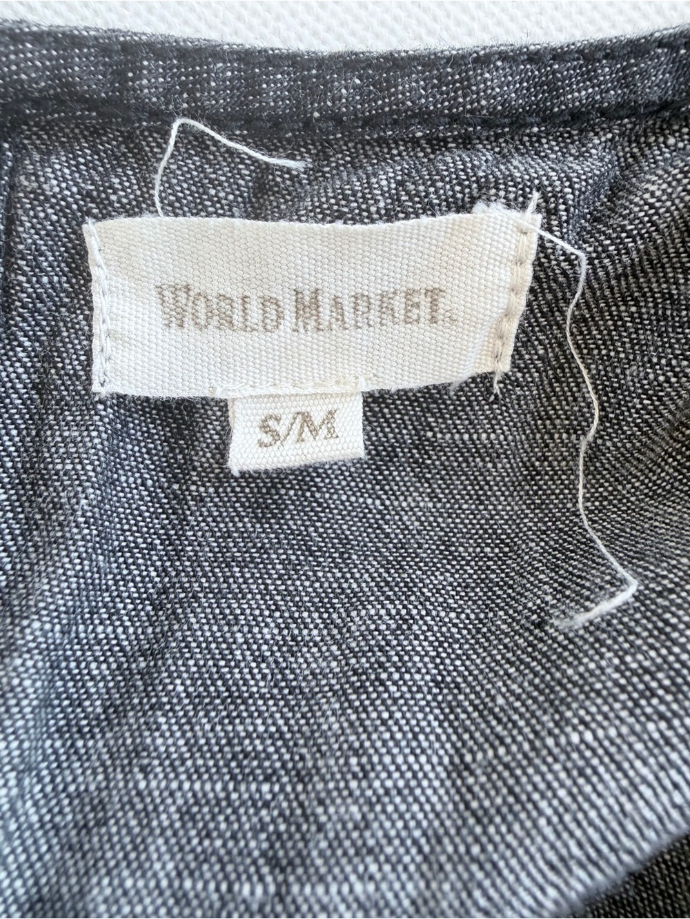 World Market Charcoal Chambray Wide Leg Jumpsuit S/M Deep V Boho Cotton - Picture 3 of 12